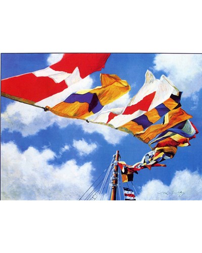 ציור שמן דגלים על התורן